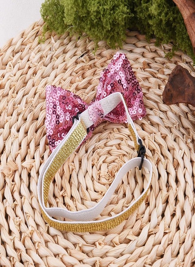 Yreamont Pink Sequin Bow Tie for Pet Cat Dog Bow Ties for Dogs Cats Pets Pink Accessories for Pet Cat Dog Sequin Bowtie for Dogs Cats Adjustable Bow Tie for Dog Cat Sparkly Bowtie for Puppy Kitten - Image 5